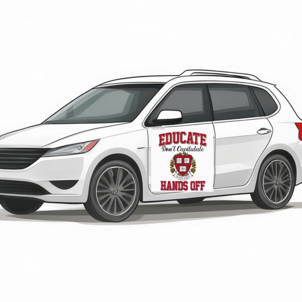 Educate Don't Capitulate Hands Off Harvard Car Magnet - Stickers