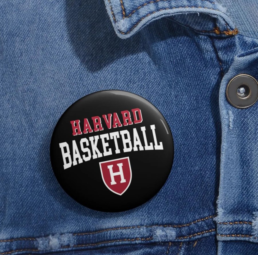 Hands Off Harvard Basketball Pin Button
