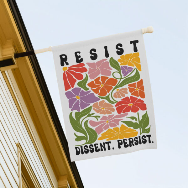 Resist Dissent Persist Garden Flag, Steve Kerr Harvard Flag