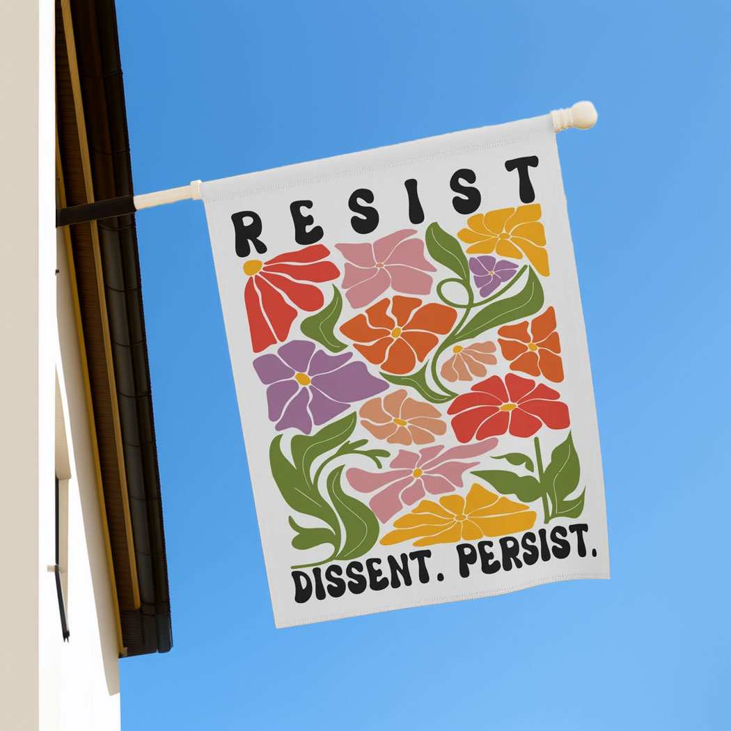 Resist Dissent Persist Garden Flag, Steve Kerr Harvard Flag