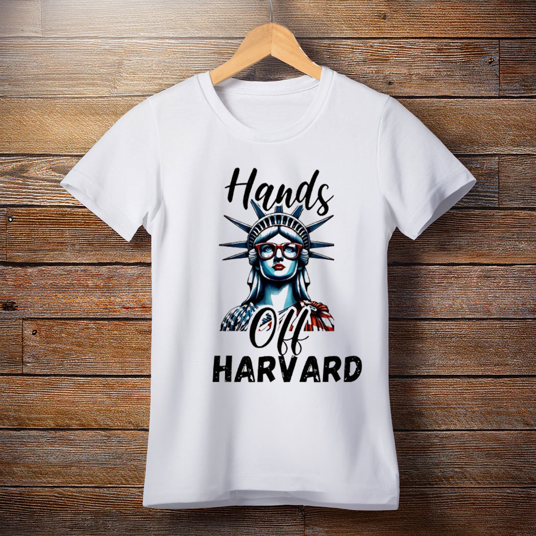 Statue of Liberty hands off Harvard shirt