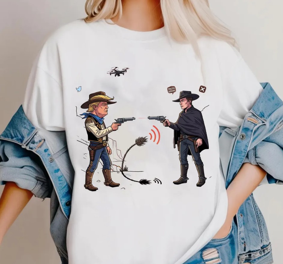 Funny Elon Musk vs Donald Trump Cartoon t-shirt