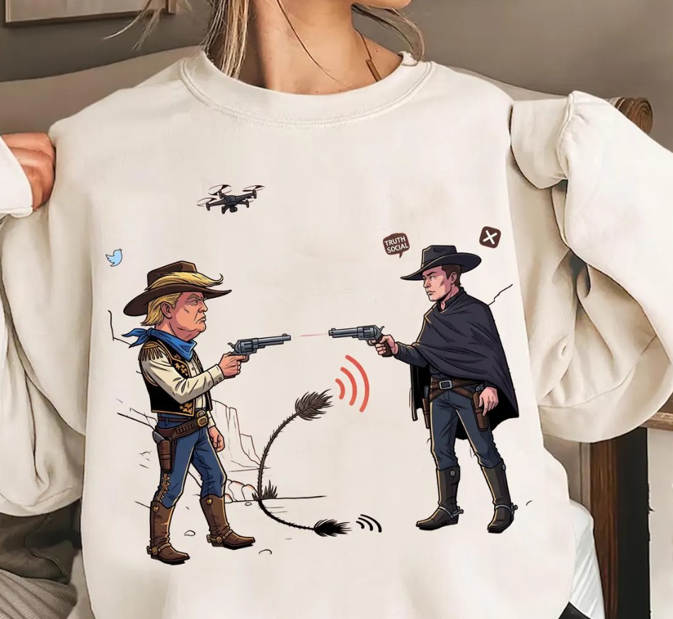 Funny Elon Musk vs Donald Trump Cartoon t-shirt