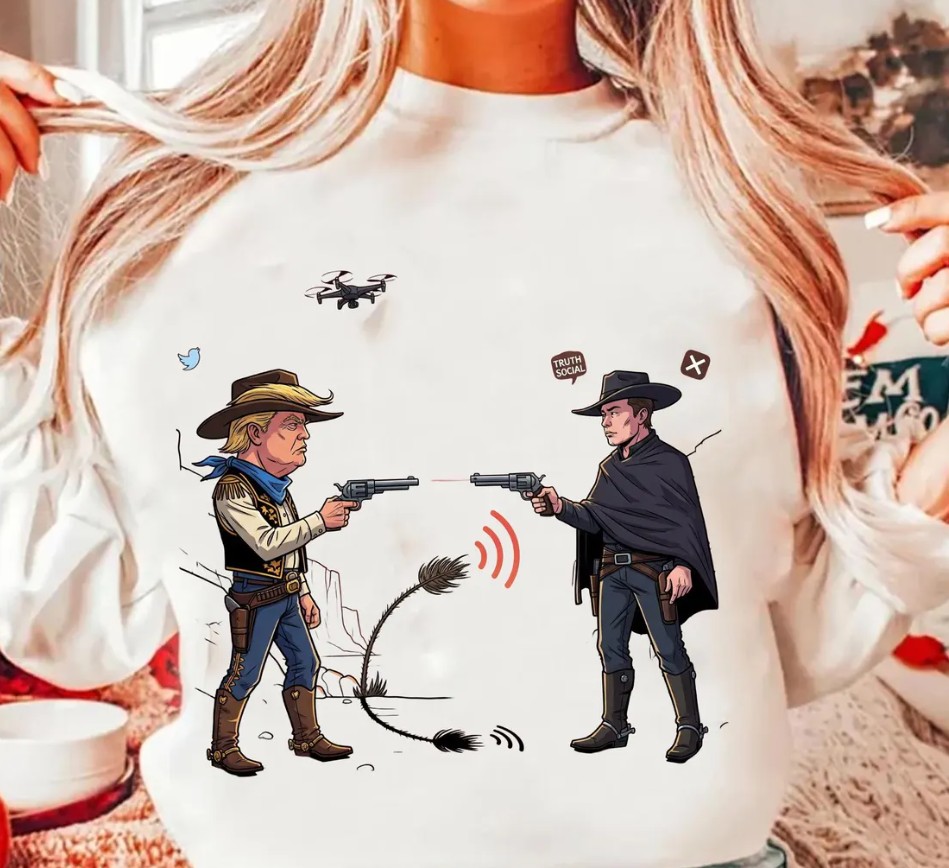 Funny Elon Musk vs Donald Trump Cartoon t-shirt
